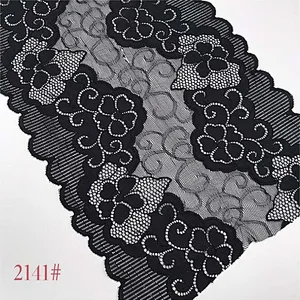 Fashion hot sale 22*300cm black&white french eyelash floral lemo lace