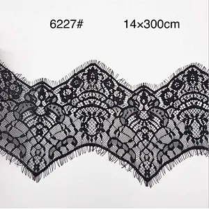 Fashion hot sale 14*300cm 100%  nylon french eyelash lace trim