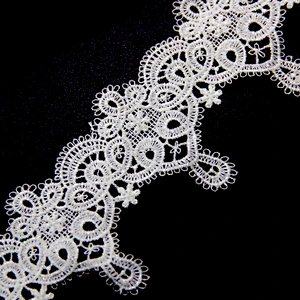 4.2cm  100% Polyester Chemical Embroidery  Lace Dress Fabric