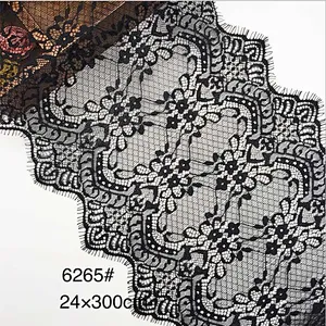 Fashion hot sale 24*300cm 100%  nylon french eyelash lace trim
