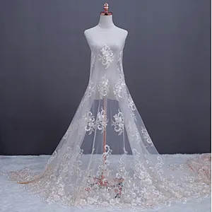 Custom made white color  textile luxury bridal french net lace fabric