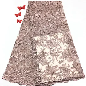 2019 high quality best selling new design embroidered 3d flower lace fabric wedding dress fabric