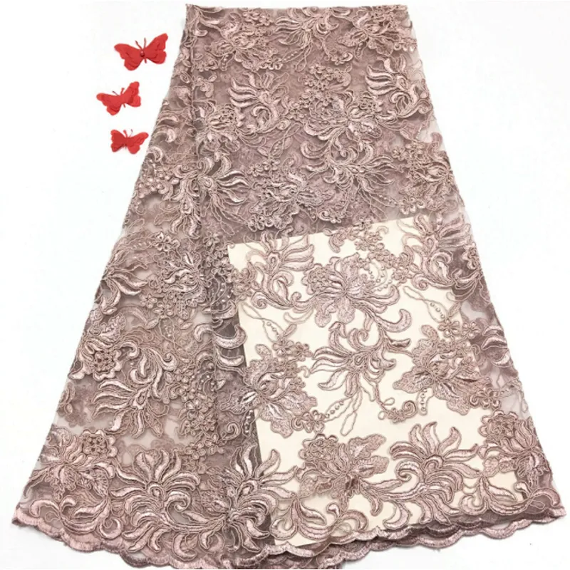 2019 high quality best selling new design embroidered 3d flower lace fabric wedding dress fabric