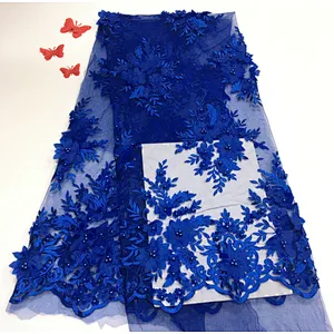 2019 new product 3d flower french embroidered wedding beaded lace fabric