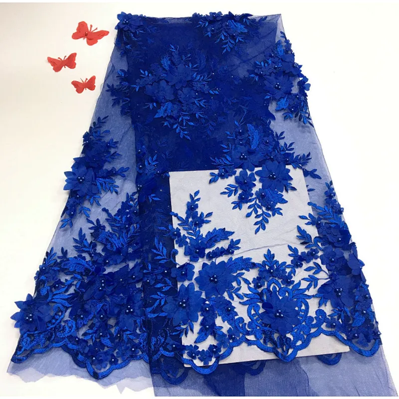 2019 new product 3d flower french embroidered wedding beaded lace fabric