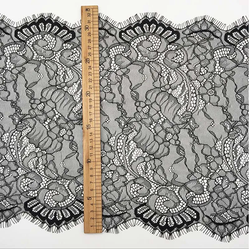 Fashion hot sale 32*300cm 100%  nylon french eyelash lace trim