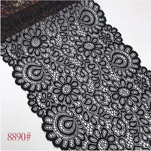 Fashion hot sale 22*300cm black&white french eyelash floral lemo lace