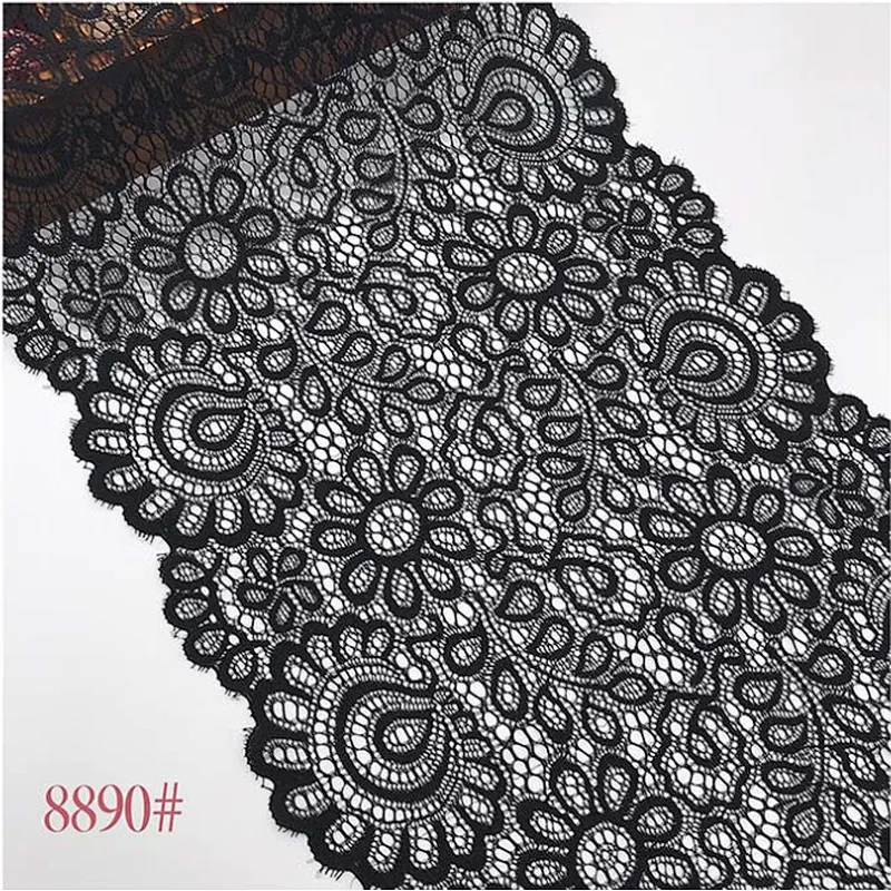 Fashion hot sale 22*300cm black&white french eyelash floral lemo lace