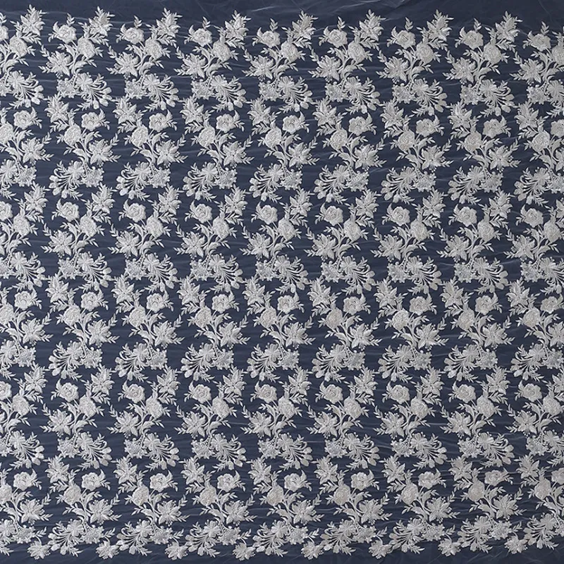 African Lace Fabric Bridal Wedding Beautiful 3D Flowers Lace High Quality nigerian mesh lace fabric