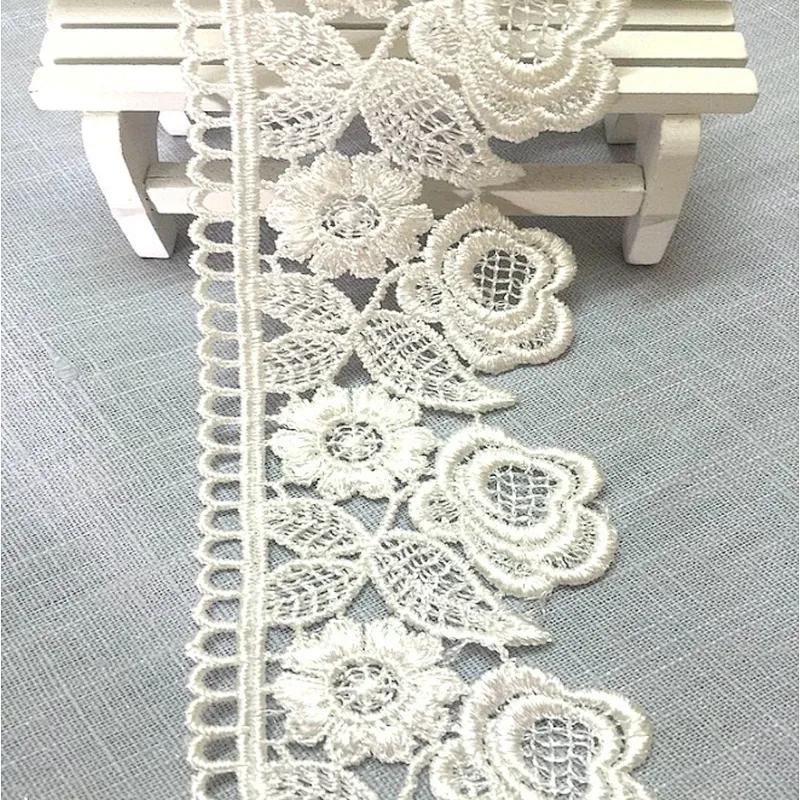 OEM service african different types of polyester embroidery cotton lace trim