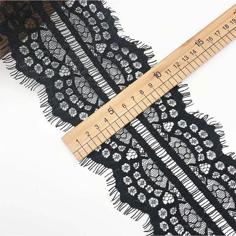 Fashion hot sale 11*300cm 100%  nylon french eyelash lace trim