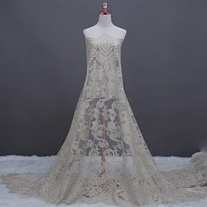 wholesale african fabrics style french net lace embroidery mesh fabric for women dress