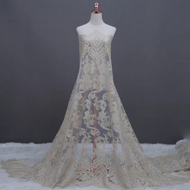 wholesale african fabrics style french net lace embroidery mesh fabric for women dress