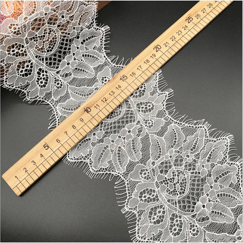 Fashion hot sale 15*300cm 100%  nylon french eyelash lace trim
