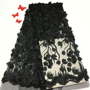 2019 best hot selling embroidery lace fabric beaded polyester embroidered fabric lace