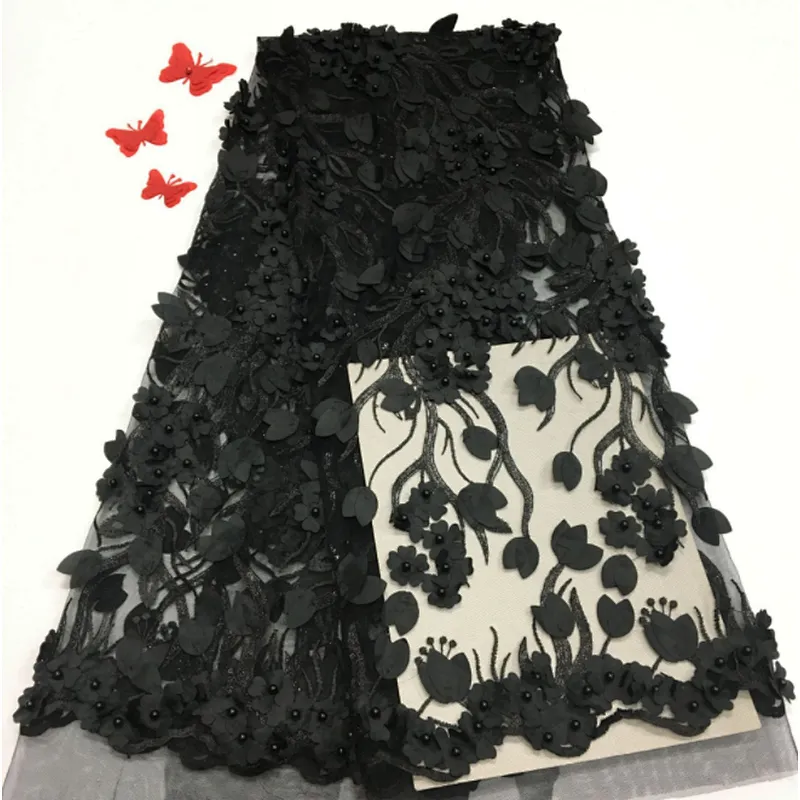 2019 best hot selling embroidery lace fabric beaded polyester embroidered fabric lace