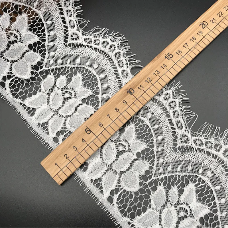 Fashion hot sale 13*300cm 100%  nylon french eyelash lace trim