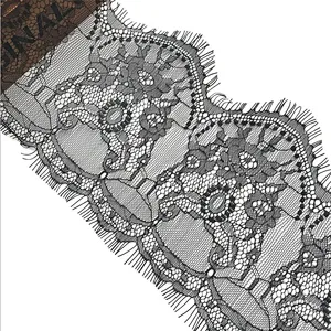 Fashion hot sale 15*300cm 100%  nylon french eyelash lace trim