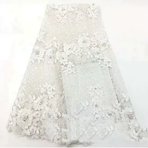 2019 new 3D flower French embroidery with beaded wedding lace
