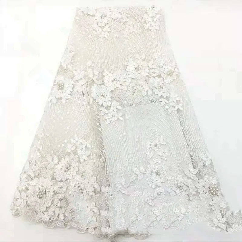 2019 new 3D flower French embroidery with beaded wedding lace