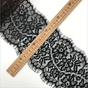 Fashion hot sale 13.5*300cm 100%  nylon french eyelash lace trim