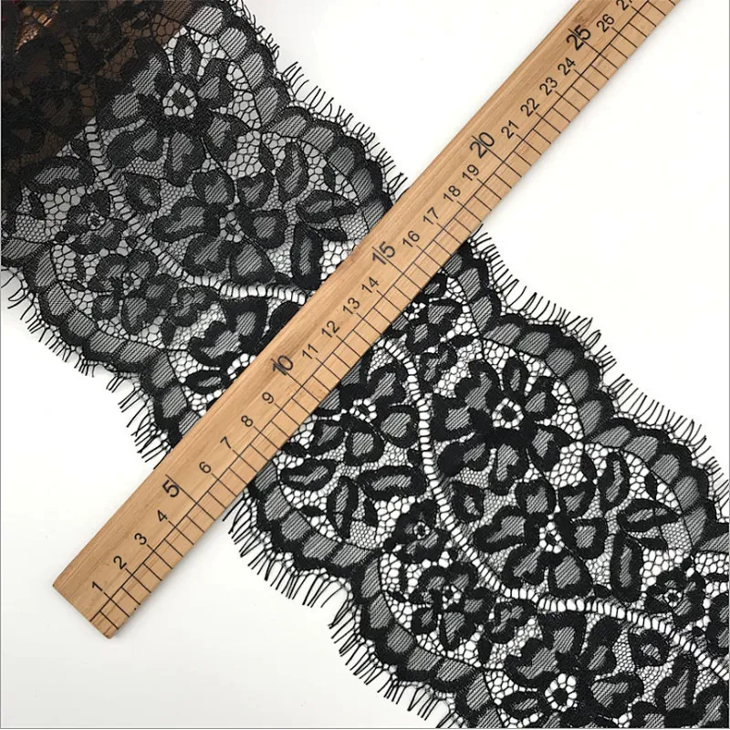 Fashion hot sale 13.5*300cm 100%  nylon french eyelash lace trim