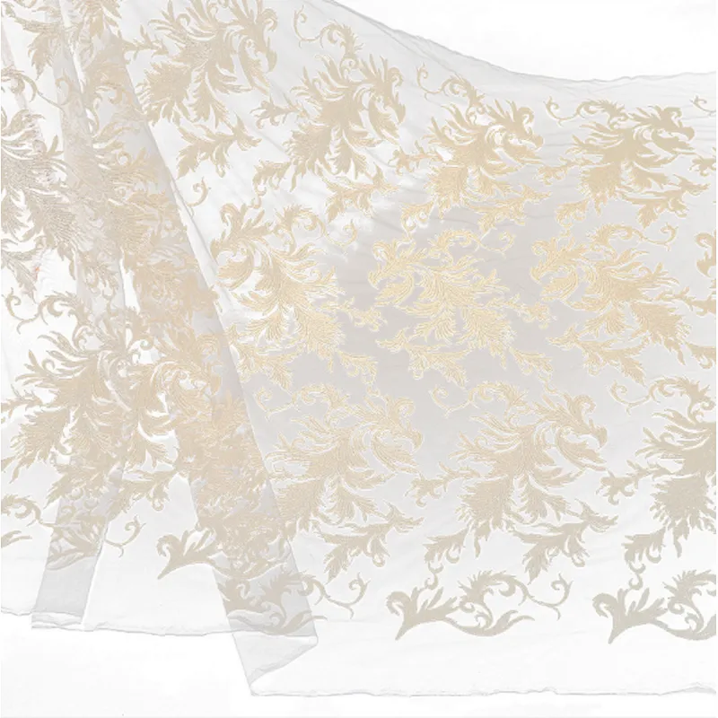 african  mesh Flat embroidery lace dress tulle fabric