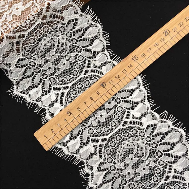 Fashion hot sale 14*300cm 100%  nylon french eyelash lace trim