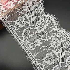 Fashion hot sale 17*300cm 100%  nylon french eyelash lace trim