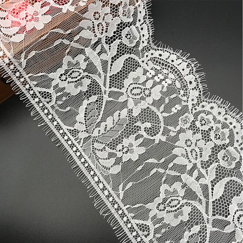 Fashion hot sale 17*300cm 100%  nylon french eyelash lace trim