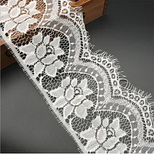 Fashion hot sale 13*300cm 100%  nylon french eyelash lace trim