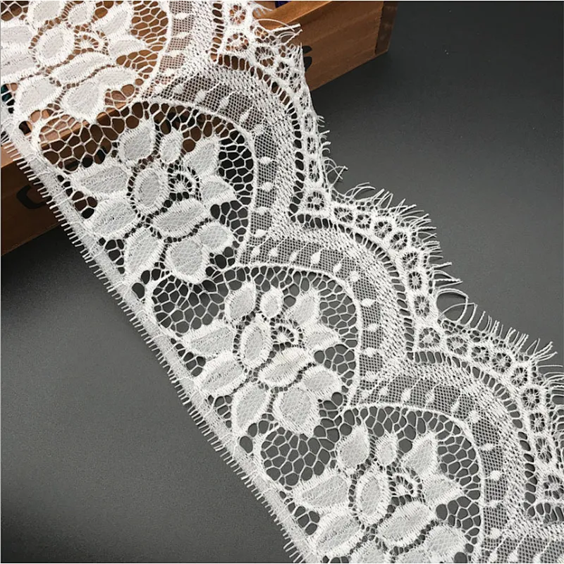 Fashion hot sale 13*300cm 100%  nylon french eyelash lace trim