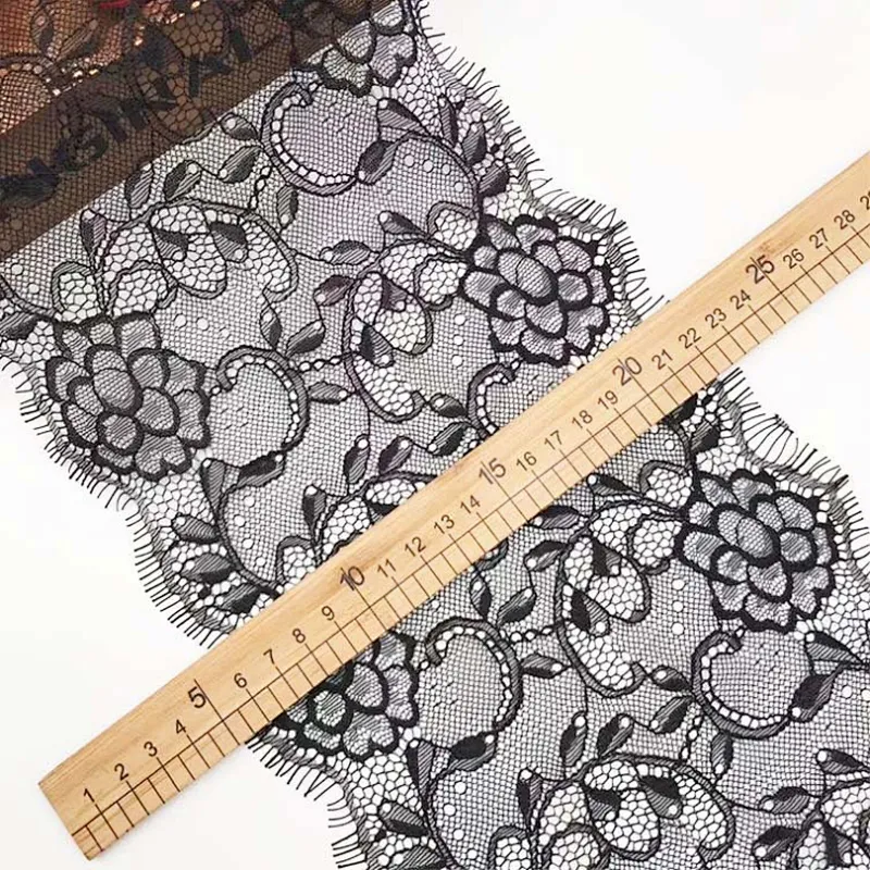Fashion hot sale 18*300cm 100%  nylon french eyelash lace trim