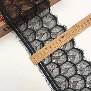 Fashion hot sale 12.5*300cm 100%  nylon french eyelash lace trim