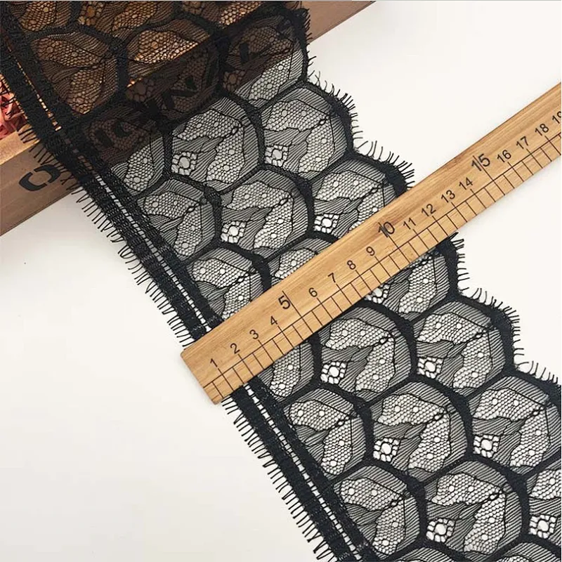 Fashion hot sale 12.5*300cm 100%  nylon french eyelash lace trim