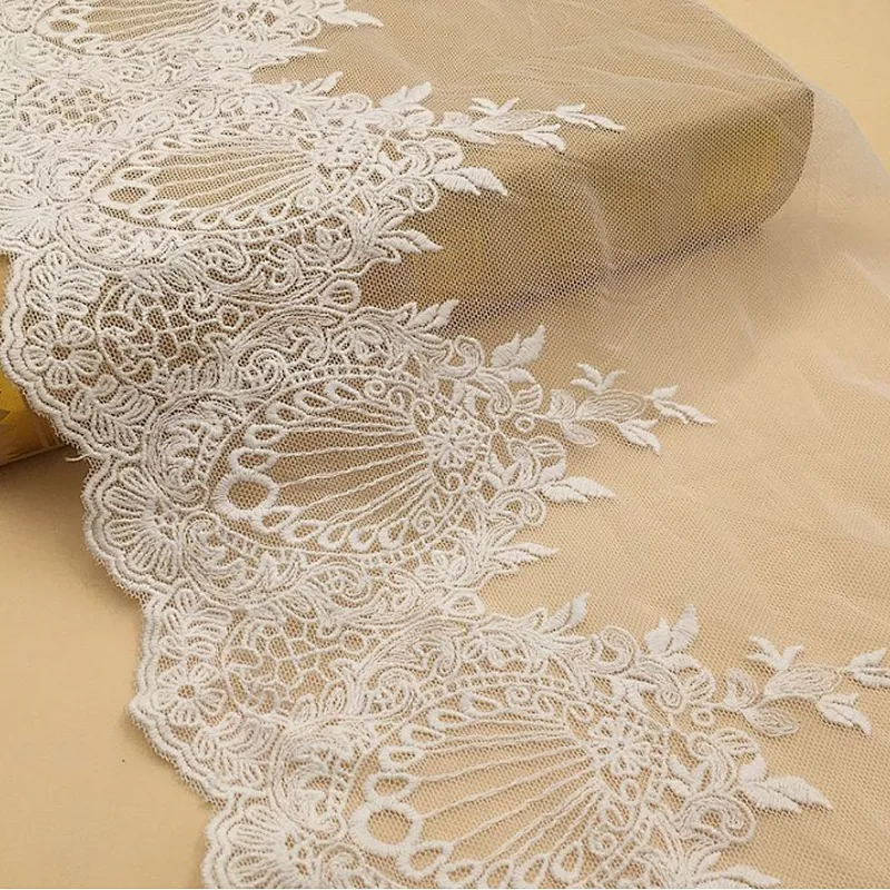 french  embroidery 100% cotton voile tulle lace fabric