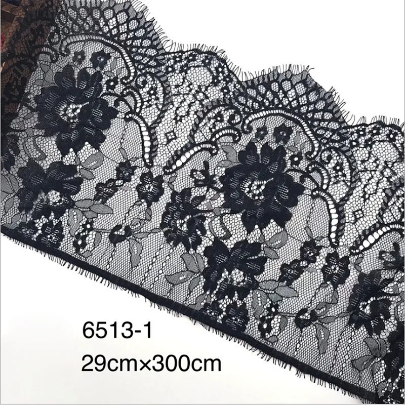 Fashion hot sale 29*300cm 100%  nylon french eyelash lace trim