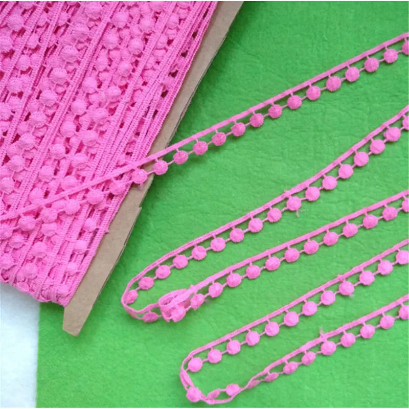 100 yard  1.2cm  Free Sample Embroidered Pom Pom Lace for Decoration