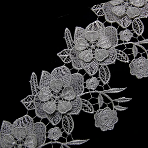 9.5cm  100% Polyester Chemical Embroidery Beaded Lace Fabric
