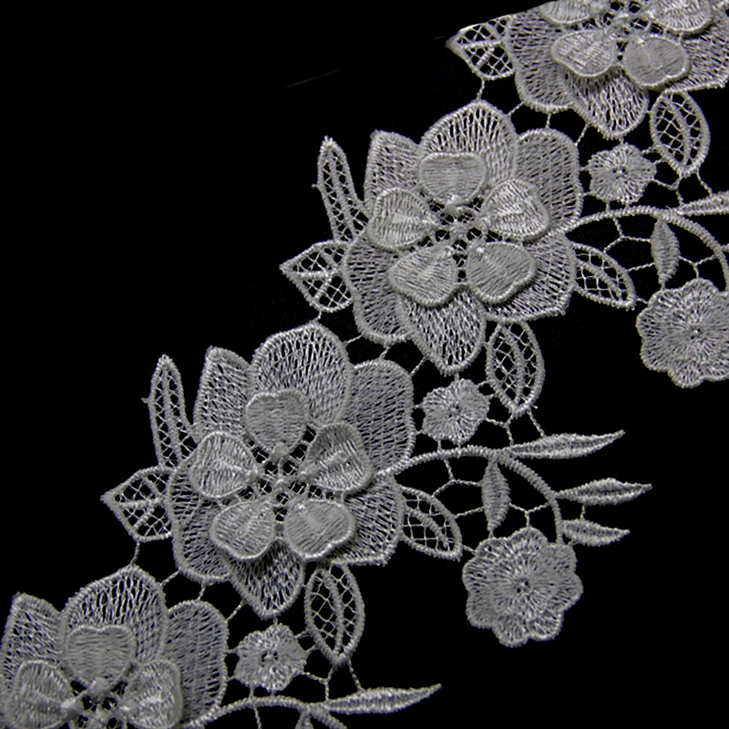 9.5cm  100% Polyester Chemical Embroidery Beaded Lace Fabric