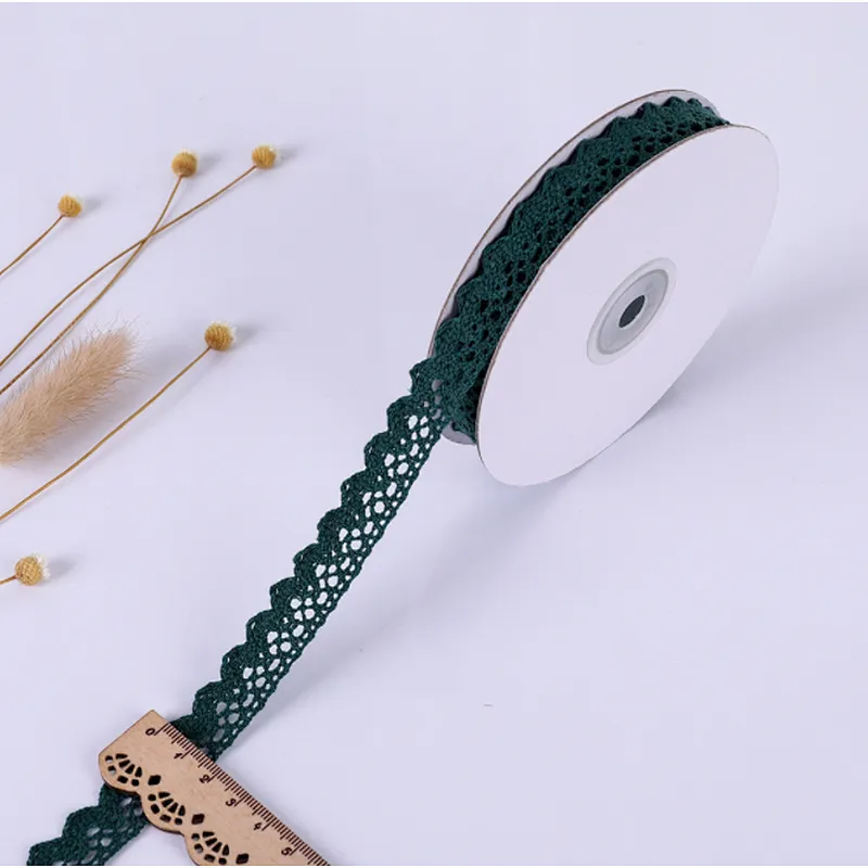 Factory direct sale stock african cotton/polyester  lace trim cotton ribbon for home textile