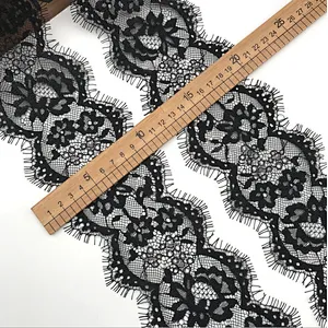 Fashion hot sale 10*300cm 100%  nylon french eyelash lace trim
