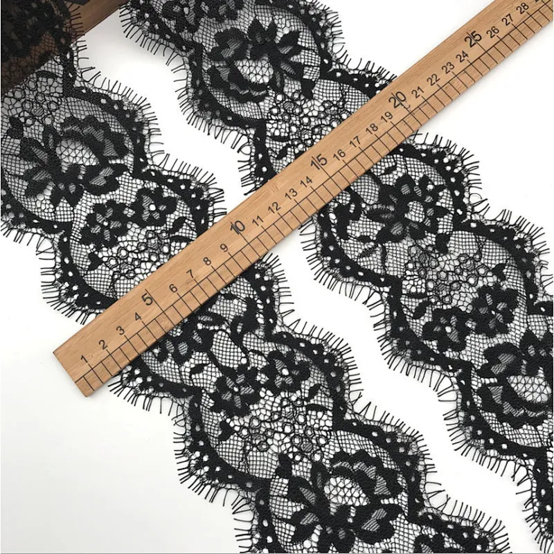 Fashion hot sale 10*300cm 100%  nylon french eyelash lace trim