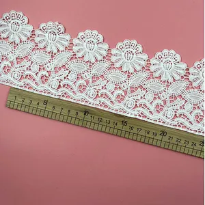 Best selling French different double lace hollow milk water soluble lace for wedding dress