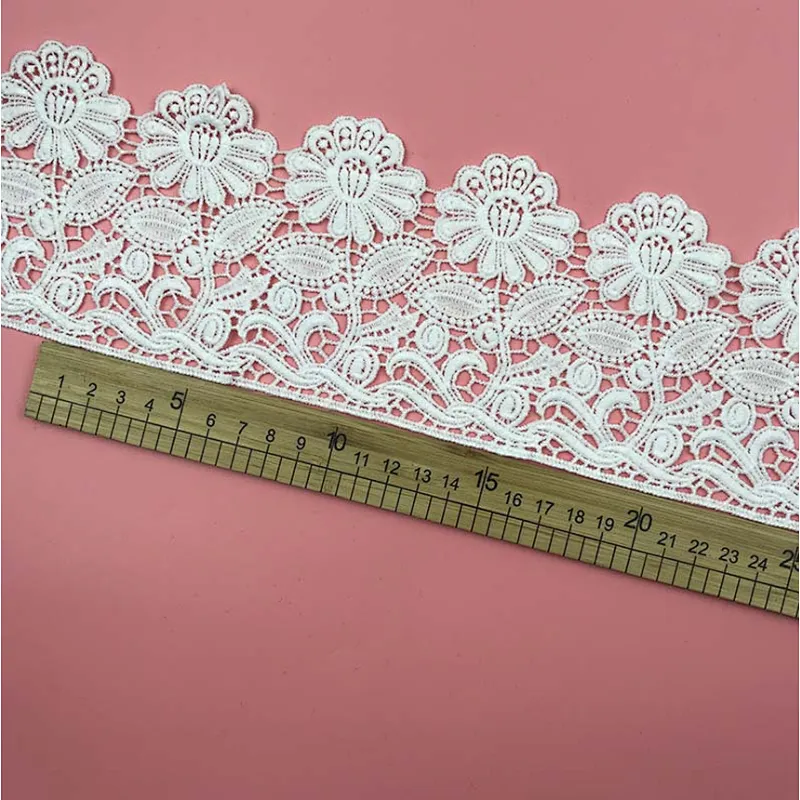 Best selling French different double lace hollow milk water soluble lace for wedding dress