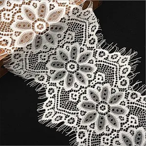 Fashion hot sale 17.5*300cm 100%  nylon french eyelash lace trim