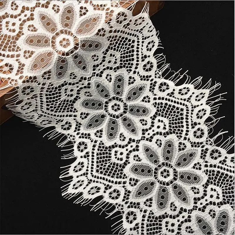 Fashion hot sale 17.5*300cm 100%  nylon french eyelash lace trim