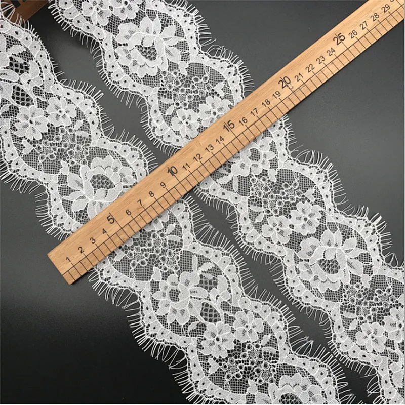 Fashion hot sale 10*300cm 100%  nylon french eyelash lace trim