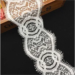 Fashion hot sale 10*300cm 100%  nylon french eyelash lace trim