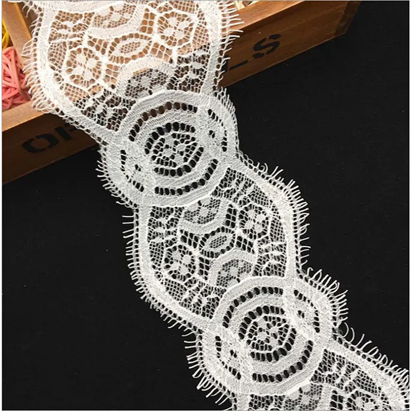 Fashion hot sale 10*300cm 100%  nylon french eyelash lace trim